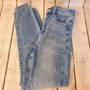 Womens American Eagle Outfitters Faded Denim Blue Jeans Next Level Stretch Sz 2